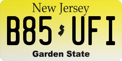 NJ license plate B85UFI