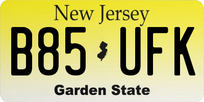NJ license plate B85UFK