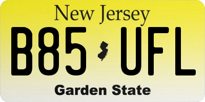 NJ license plate B85UFL
