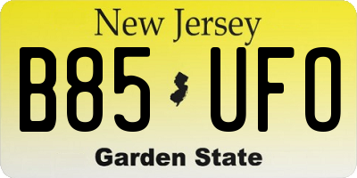 NJ license plate B85UFO