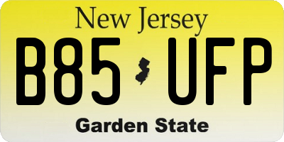 NJ license plate B85UFP