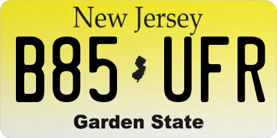 NJ license plate B85UFR