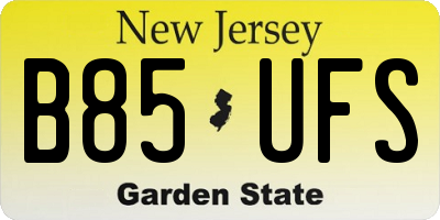 NJ license plate B85UFS