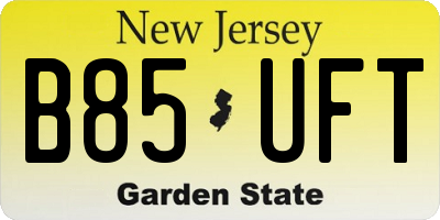 NJ license plate B85UFT
