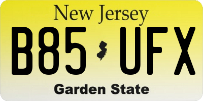NJ license plate B85UFX