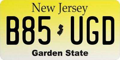 NJ license plate B85UGD