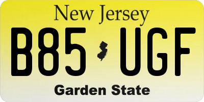 NJ license plate B85UGF