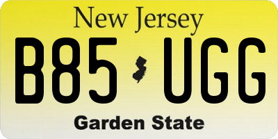 NJ license plate B85UGG