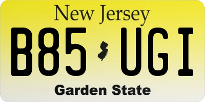 NJ license plate B85UGI