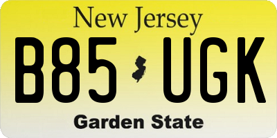 NJ license plate B85UGK