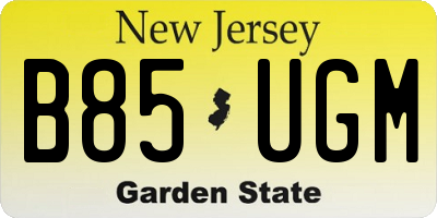 NJ license plate B85UGM
