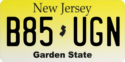 NJ license plate B85UGN