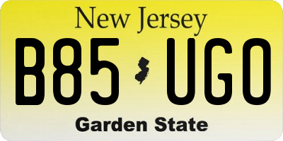 NJ license plate B85UGO