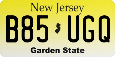 NJ license plate B85UGQ