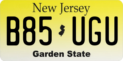 NJ license plate B85UGU