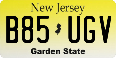 NJ license plate B85UGV