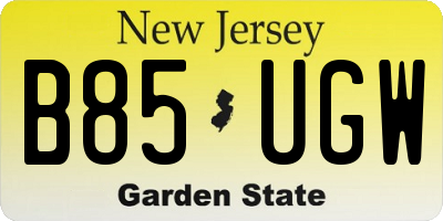 NJ license plate B85UGW