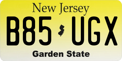 NJ license plate B85UGX