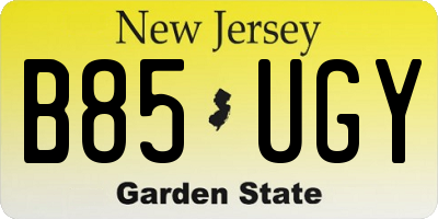 NJ license plate B85UGY