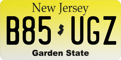 NJ license plate B85UGZ