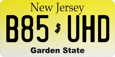 NJ license plate B85UHD