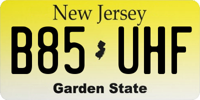 NJ license plate B85UHF