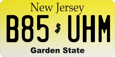 NJ license plate B85UHM
