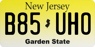 NJ license plate B85UHO