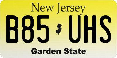 NJ license plate B85UHS
