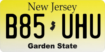 NJ license plate B85UHU
