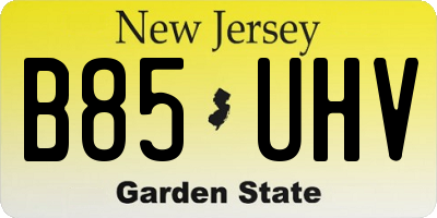 NJ license plate B85UHV