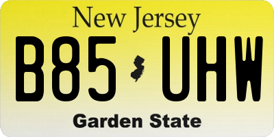 NJ license plate B85UHW