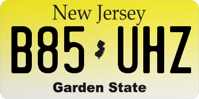 NJ license plate B85UHZ