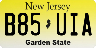 NJ license plate B85UIA