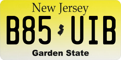 NJ license plate B85UIB