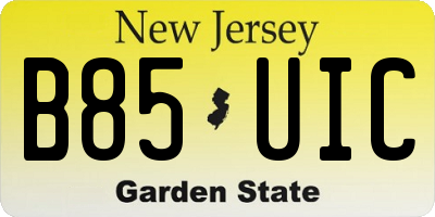 NJ license plate B85UIC