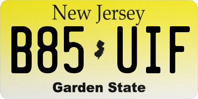 NJ license plate B85UIF