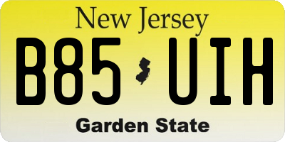 NJ license plate B85UIH
