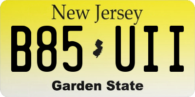 NJ license plate B85UII