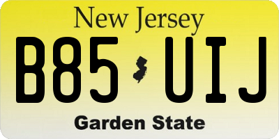 NJ license plate B85UIJ