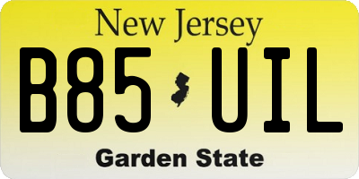 NJ license plate B85UIL
