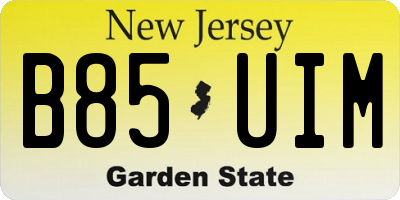 NJ license plate B85UIM