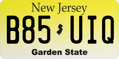 NJ license plate B85UIQ