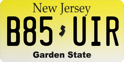 NJ license plate B85UIR