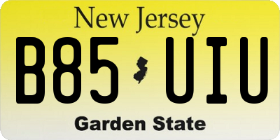 NJ license plate B85UIU