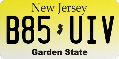 NJ license plate B85UIV