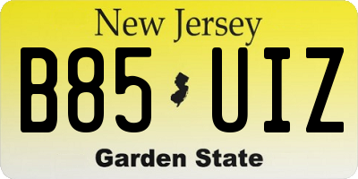 NJ license plate B85UIZ