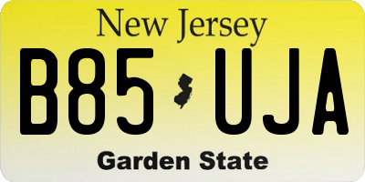 NJ license plate B85UJA