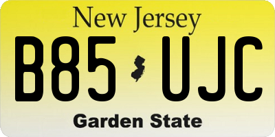NJ license plate B85UJC