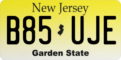 NJ license plate B85UJE
